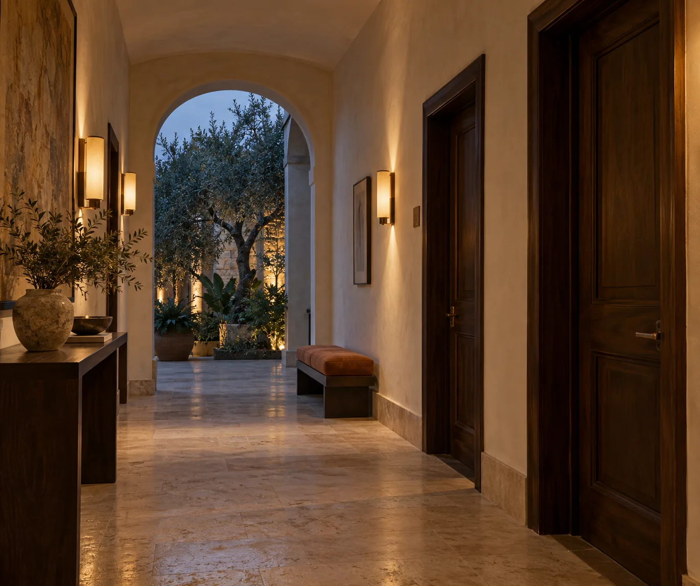 A quiet corridor at Daria Hotel